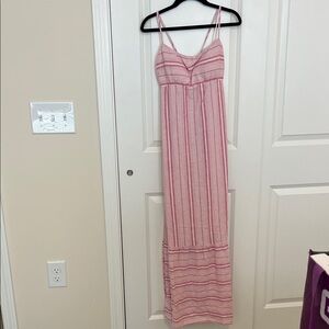 Hollister Pink and White Striped Maxi Dress